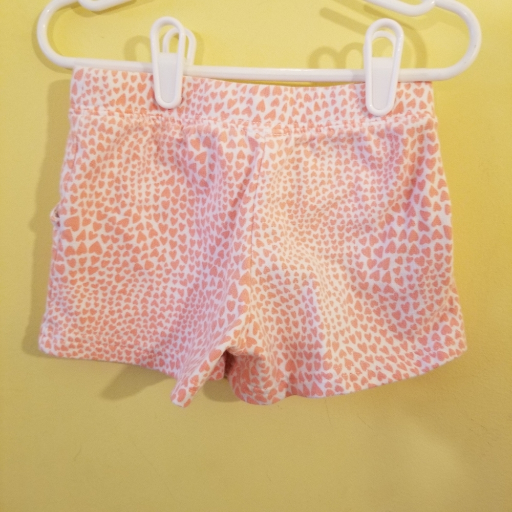 Little Girls Heart Print Shorts Peach & White Sz 4 - Picture 3 of 5